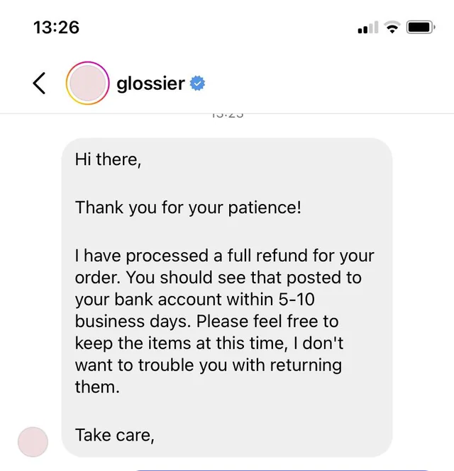 glossier refund